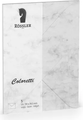 Zdjęcie produktu dla Rössler Papier 220705514 Koperty Coloretti - C6, 5 sztuk, szara marmora