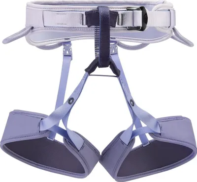 Hellvioletter Petzl Corax Lt Women Klettergurt mit gepolsterten Beinschlaufen und verstellbarem Hüftgurt