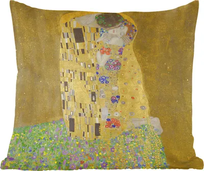 Produktbild von MuchoWow® Zierkissen Sofakissen Wohnzimmer Dekokissen 45x45 cm Der Kuss - Gustav Klimt - Schlafpolster - Polster für das Sofa