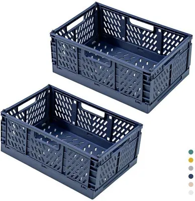 Obrázek produktu pro Ibenzoa® Skládací úložné boxy – sada 3 kusů z PP plastu, modré barvy, rozměry 30,5 x 20 x 12,5 cm, úsporné a stohovatelné