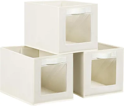 Imagen del producto de Caja de almacenamiento plegable con ventana transparente, de tela, de 34x23x23 cm, para armario