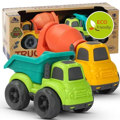 Immagine prodotto di Giocattoli per camion, adatti a bambini dai 18 mesi in su, set da 2 veicoli da costruzione, macchinine giocattolo, colore verde e giallo