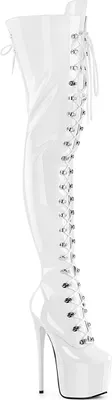 Produktbild von JUBILANT-4012 3012FS Pleaser High Heels Schnür Plateauoverkneestiefel weiß Stretch Lack