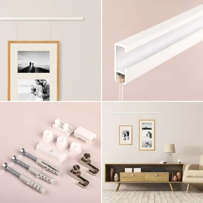 Produktbild von Galerieschienen Set aus Aluminium, 1 m, weiss