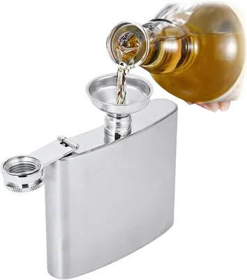 Productafbeelding van Roestvrijstalen kolf - Draagbare alcoholfles met trechter Whiskyfles voor mannen(5oz)