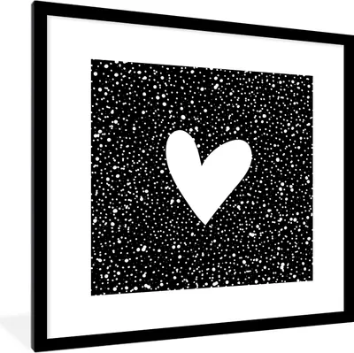 Produktbild von MuchoWow® Gerahmtes Poster Design - Liebe - Herz 40x40 cm - Poster mit Schwarzem Bilderrahmen Wandposter Rahmen Foto Bilder - Poster - Plakat im Rahmen