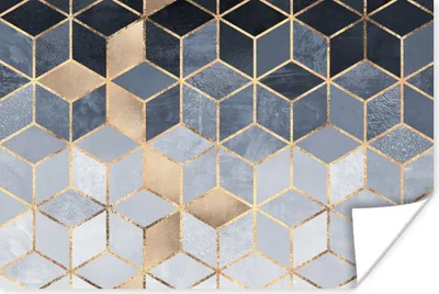 Produktbild von MuchoWow® Poster Würfel - Gold - Muster 60x40 cm - Schlafzimmerdekoration