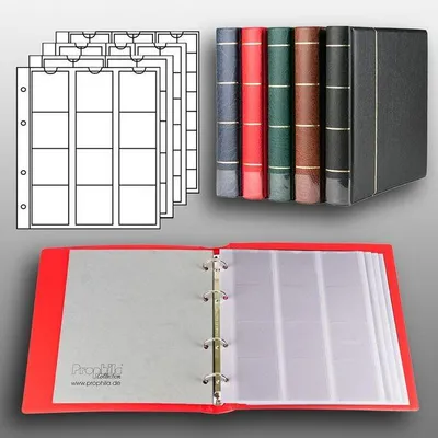 Produktbild von Prophila Collection Münz-Album mit 4 Hüllen für 110 Münzen rot