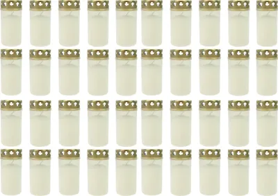 Produktbild von 40 Stück Grablicht Brenner Nr. 3 Weiß mit Deckel Grabkerzen Grablicht Grablichtkerze Trauerlicht Gedenkkerze Golddeckel