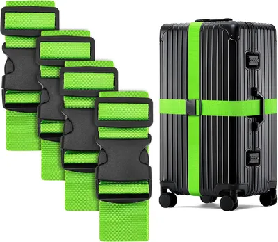 Produktbild von Gepäckbänder 4er Set, bis 250 cm, verstellbare Kofferriemen, grün, für Reisen