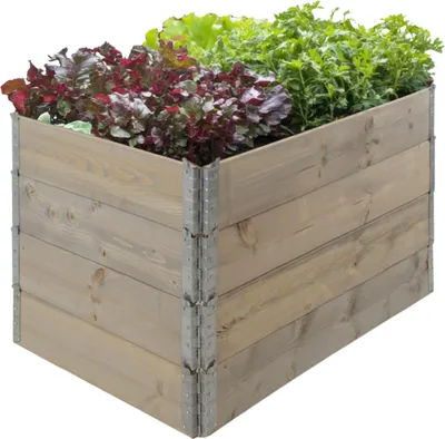 Produktbild von Hochbeet aus Holz 120x80x80 cm Palettenrahmen 4-teilig stapelbar Pflanzbeet Garten Balkon in grau
