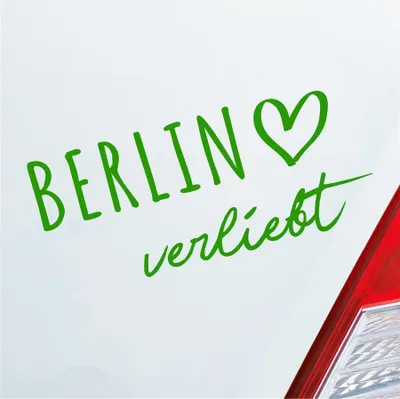 Produktbild von Auto Aufkleber Berlin verliebt Herz Stadt Heimat Liebe Car 19x9 cm Hellgrün Sticker Heckscheibenaufkleber