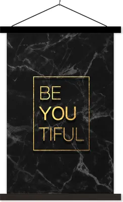 Produktbild von MuchoWow® Textilposter Zitate - Sprichwörter - Gold - Marmor 120x180 cm mit schwarzem Rahmen - Fotos
