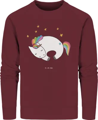 Produktbild von Mr. & Mrs. Panda Baumwoll Sweatshirt Einhorn Nacht Größe M - Burgundy - Geschenk, Menschen, Pullover, Sweater, Freundin, Unicorn, Pulli, Bio, Einhörner