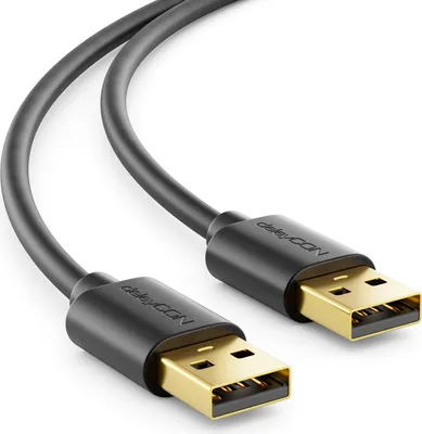 Produktbild von deleyCON 0,5m USB 2.0 A-Stecker auf A-Stecker Kabel - High Speed Datenkabel - Schnelle und Sichere Datenübertragung, Passgenaue Stabile USB-Kontakte, Abwärtskompatibel, Schwarz