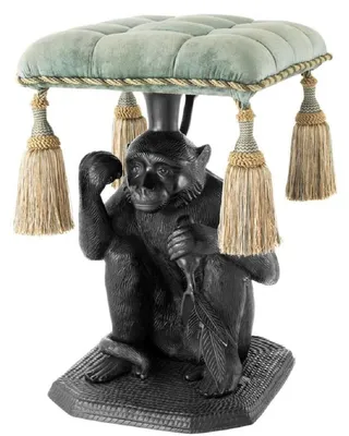 Immagine prodotto di Casa Padrino Designer Sgabello Monkey Nero / Turchese 38 x 43 x H. 58 cm - Mobili