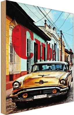 Produktbild von vianmo Holzschild 18x12 cm Cuba gelb Auto Garage Werkstatt