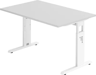 Produktbild von bümö Schreibtisch Serie-O - Größe:  120 x 80 cm, Nachbildung: Grau, Gestell: Weiß