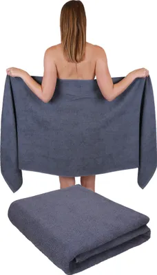 Produktbild von Betz 2 Stück XXL Saunatücher 70 x 200 cm BERLIN  Badetücher 100% Baumwolle Farbe – dunkelgrau