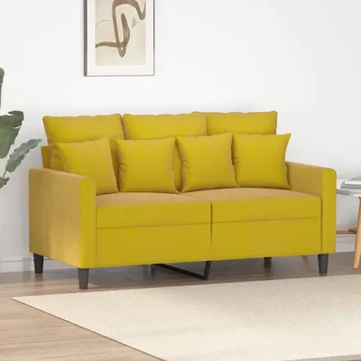 Obrázek produktu pro Maison Exclusive – Žlutá pohovka pro 2 osoby, rozměry 120 cm, potah: samet