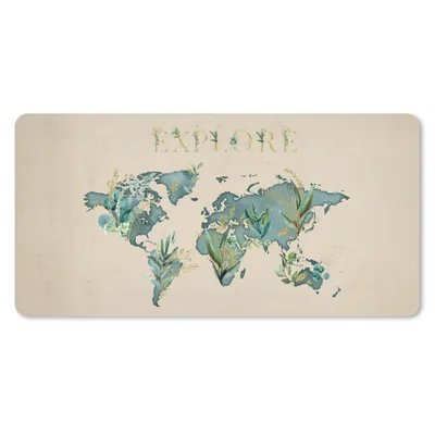Produktbild von MuchoWow® Schreibtischunterlage Weltkarte - Pflanzen - Wasser 80x40 cm - XXL Mauspad - Gaming Mauspad