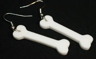 Produktbild von Knochen Ohrringe Miniblings Hänger Hund Hunde Steinzeit Bones Hundeknochen weiß