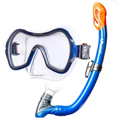 Produktbild von Kinder Set Wave Tauch Maske + Schnorchel - Taucher Beschlag DryTop Silikon