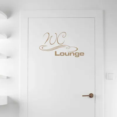 Produktbild von Wandtattoo - Wandaufkleber - Tür- Wandtattoo "WC Lounge" - 60cm x 34cm braun - Dekoration Küche Wohnzimmer Wand