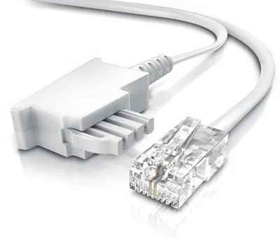 Produktbild von CSL Routerkabel TAE-F auf RJ45 30 m, 2-adrig mit Kupferleiter, für DSL, ADSL bis 6 Mbit und VDSL bis 100 Mbit, Verbindung von Telefondose zu Router, mit Knickschutz, weiß