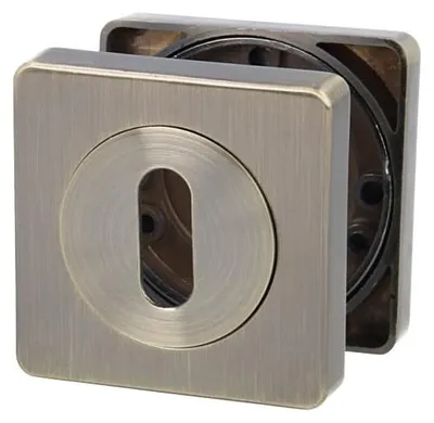Produktbild von Brünierte Türrosetten BB eckig 52x52mm - Metall Rosettenpaar Schlüsselrosetten