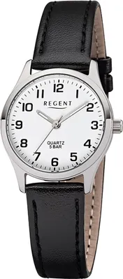 Produktbild von Regent Damen-Armbanduhr schwarz Analog F-1309 Leder-Armband D2UR2113418