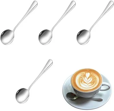 Produktbild von Unyqoos® 4er-Set Edelstahl-Kaffeelöffel 11,5 cm – Espresso & Dessert, rostfrei, spülmaschinenfest, ergonomischer Griff, silber