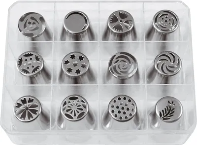 Imagen del producto de Sambonet, surtido de boquillas para pastelería de acero inoxidable, 12 unidades, modelo 47357-38