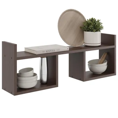 Produktbild von Wandregal Wenge – Modernes Hängeregal aus Holzoptik, Dekoratives Regal für Wohnzimmer, Büro und Schlafzimmer