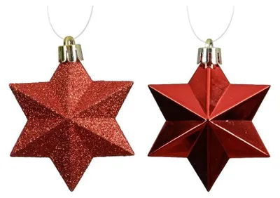 Productafbeelding van Ster kunststof L9b9h12 cm rood 12 st Shatterproof Decoris