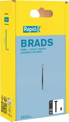 Zdjęcie produktu dla Rapid Tools 5000183 Rapid Nägel Typ 8, 25 mm, galvanisiert, Großpackung