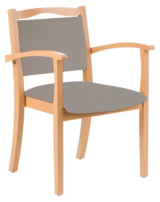 Produktbild von 4-Fußstuhl Holzstuhl mit Armlehnen Alexander Seniorenstuhl Pflegestuhl.Farbe:Clean-Kunstleder Silvertex Macadamia