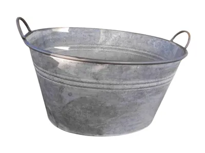 Produktbild von Große Zinkwanne Pflanztopf Zinkbottich Blumentopf 54 cm Grau