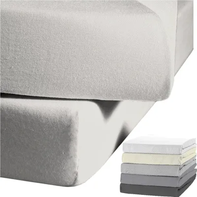 Produktbild von JACK by Kaeppel Biber Spannbettlaken Rundgummi Baumwolle Spannbetttuch 90x190-100x200 / 140-160x200 / 180-200x200 cm, Farbe:Silber, Größe:100x200cm Spannbettlaken