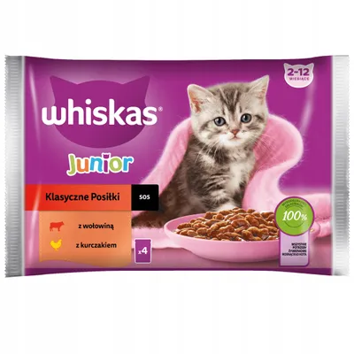 Zdjęcie produktu dla Whiskas Junior Klasyczne Smaki - mokra karma dla kota - 4 x 85 g