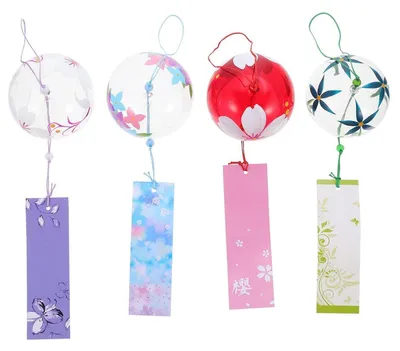 Productafbeelding van Glazen windchimes, set van 4, kleurrijk, transparant, handgemaakt, 8x7x7 cm