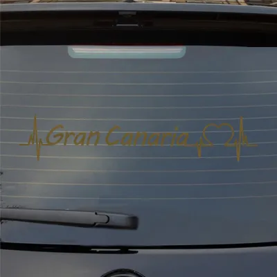 Produktbild von Heckscheibenaufkleber Gran Canaria Puls Herzschlag Auto- mit Insel Motiv 55x11 cm Gold Auto Aufkleber Sticker