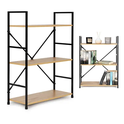 Obrázek produktu pro ModernHome CWJ602480LG Dřevěný regál s kovovým rámem a 3 policemi