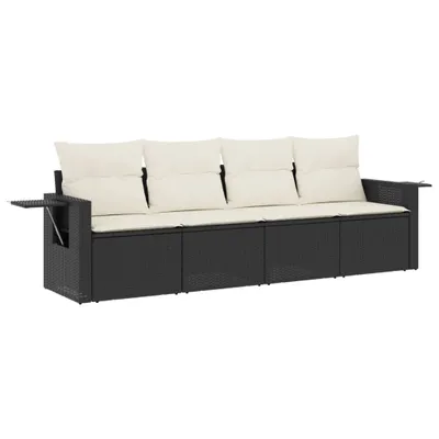 Obrázek produktu pro vidaXL 4dílná zahradní sedací souprava s polštáři Black Poly Rattan