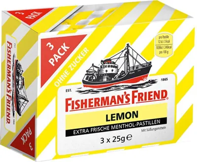 Image de FISHERMAN'S FRIEND Pastilles Lemon 3 pièces de 25 g - 1 sachet de 75 g