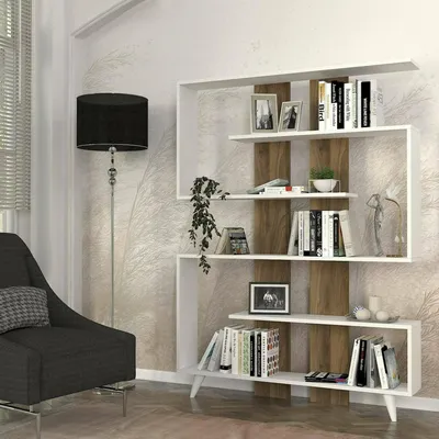 Immagine prodotto di Dmora Libreria Spodumene 20x120x162h cm Bianco, 5 Ripiani Portata Ripiani 12