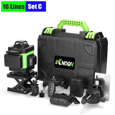 Zdjęcie produktu dla Niwelator laserowy – laser krzyżowy z 16 liniami – samopoziomujący w zakresie 3° – pionowy i poziomy – z akumulatorem – wtyczka UE – zestaw C