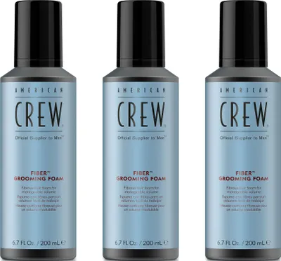 Produktbild von American Crew Fiber Foam Haarschaum 3x200 ml für Struktur, Fülle, Volumen & UV-Schutz