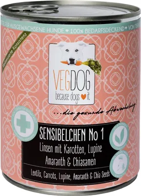 Produktbild von VEGDOG 370096, Adult, Amaranth, Karotte, Linse, 800 g, Ohne Soja
