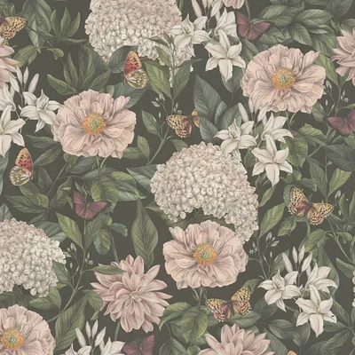 Produktbild von Profhome 394261-GU Blumen Tapete Floral matt schwarz weiß rosa grau 5,33 m2